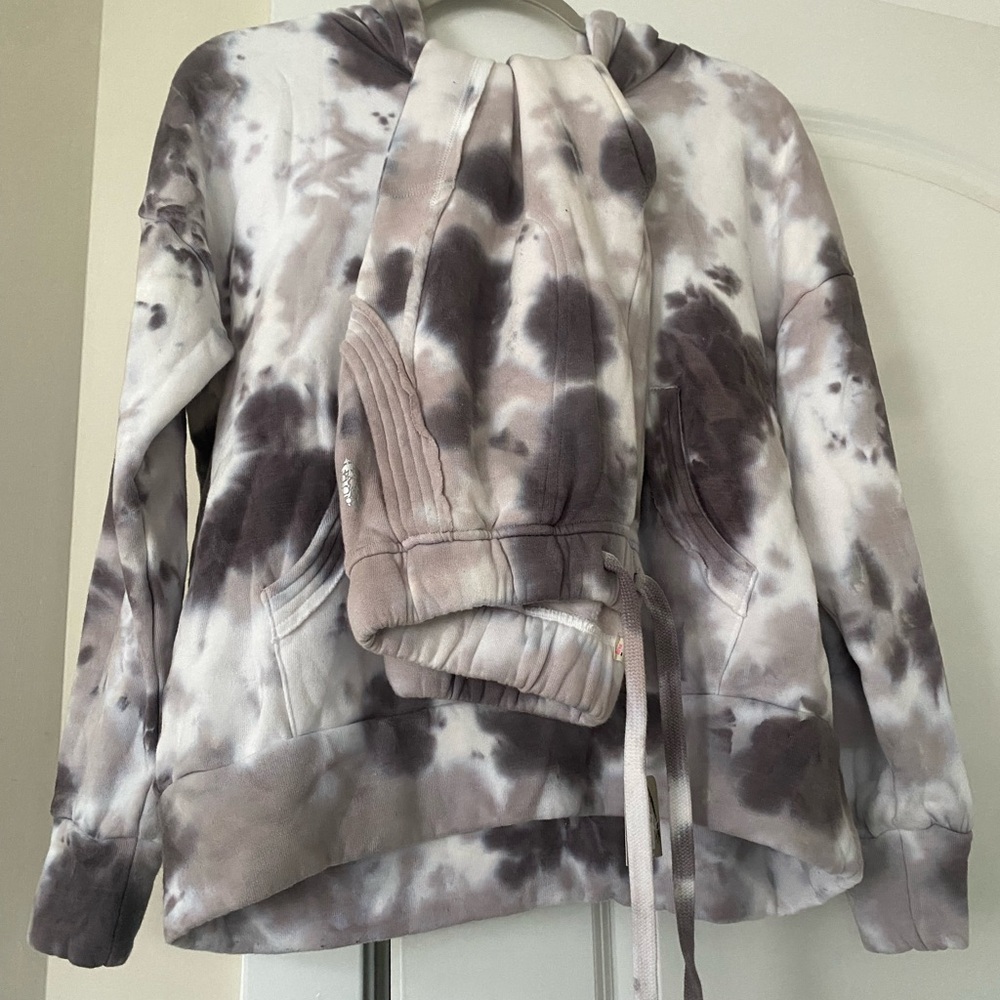 FP Movement by Free People Marble Tie-Dye Hoodie - Black and White